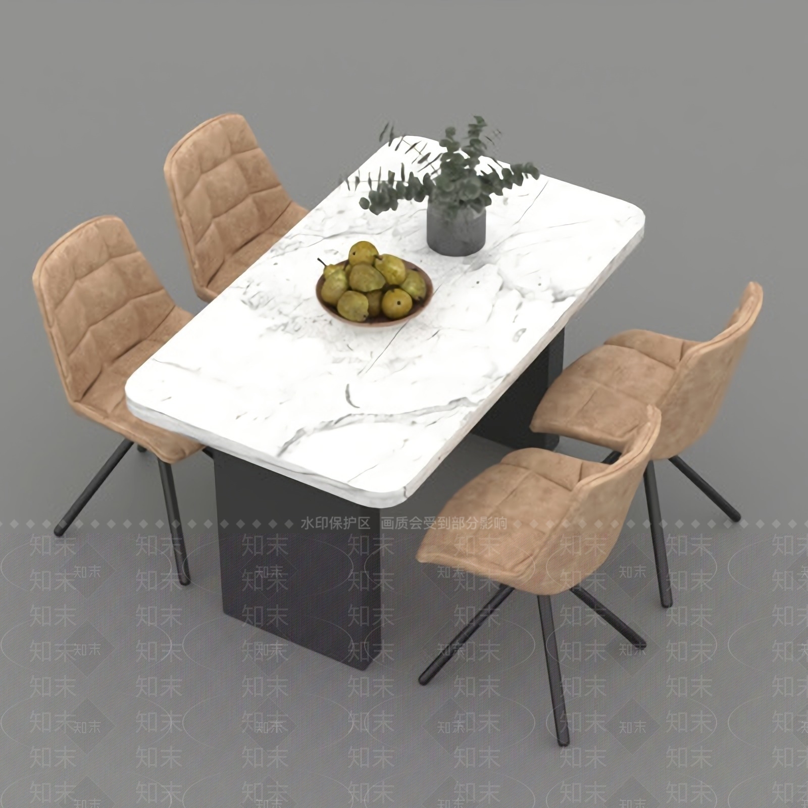 北欧餐桌椅组合免费3D模型下载【ID:1123749140】