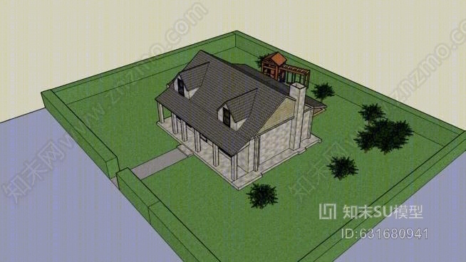 草坪上的房子SU模型下载【ID:631680941】
