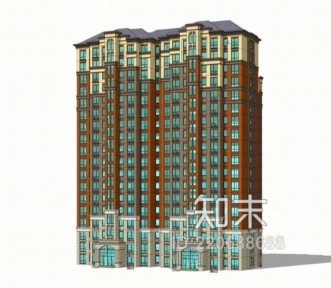 法式高层住宅SU模型下载【ID:220688688】