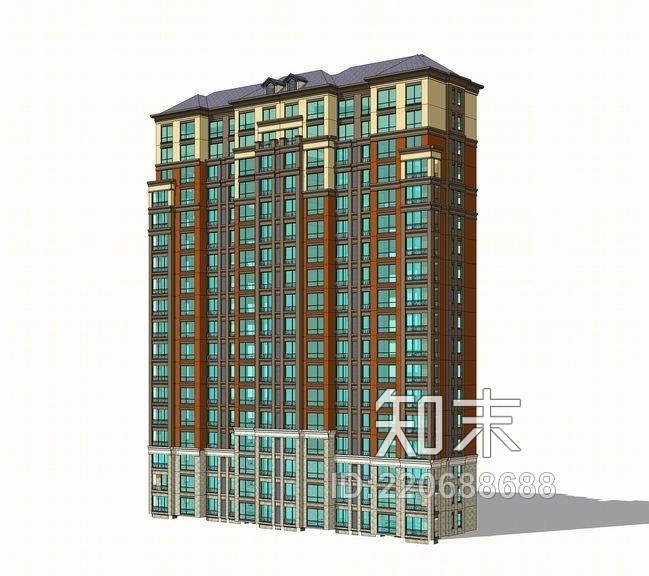 法式高层住宅SU模型下载【ID:220688688】