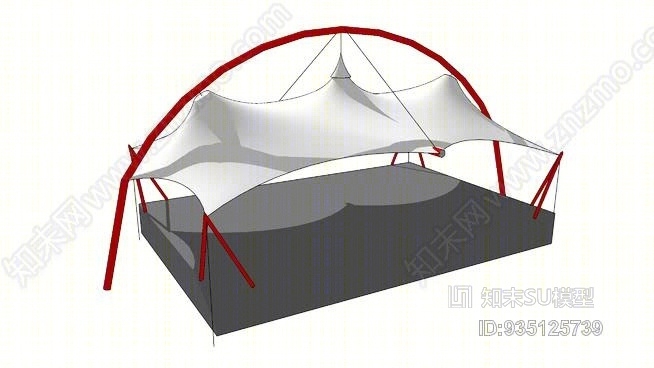 露天空间，由拱形悬挂的三锥体覆盖SU模型下载【ID:935125739】