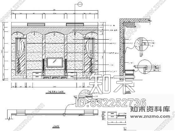 图块/节点某别墅电视背景墙详图cad施工图下载【ID:832252736】