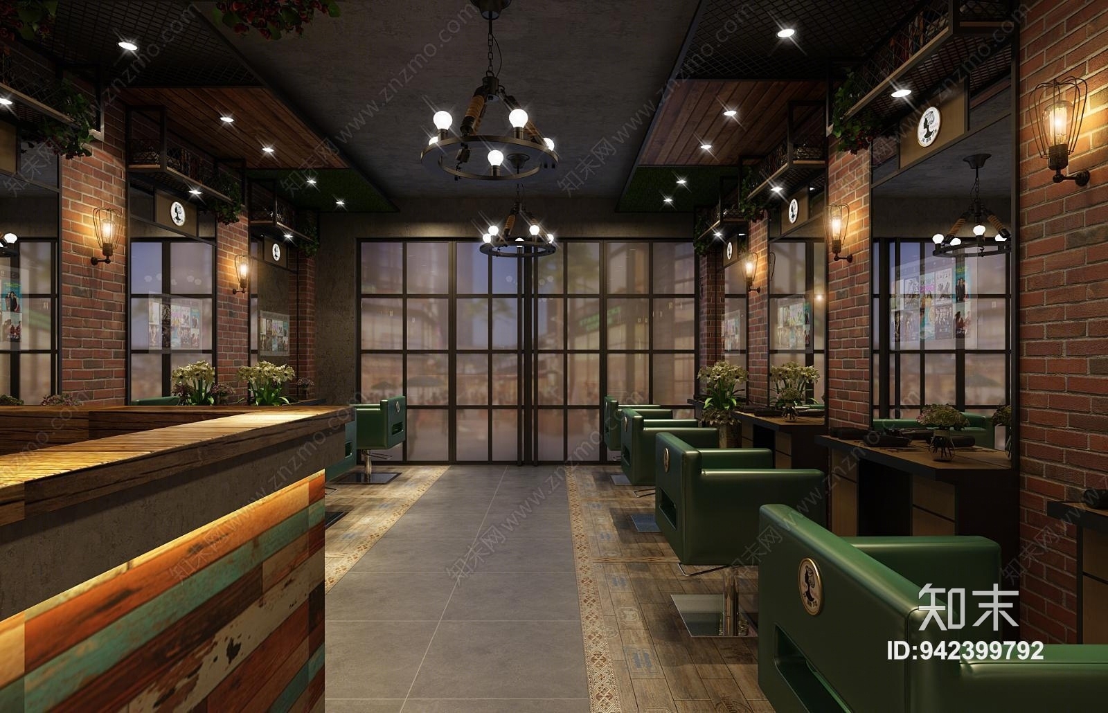 工业风理发店3D模型下载【ID:942399792】