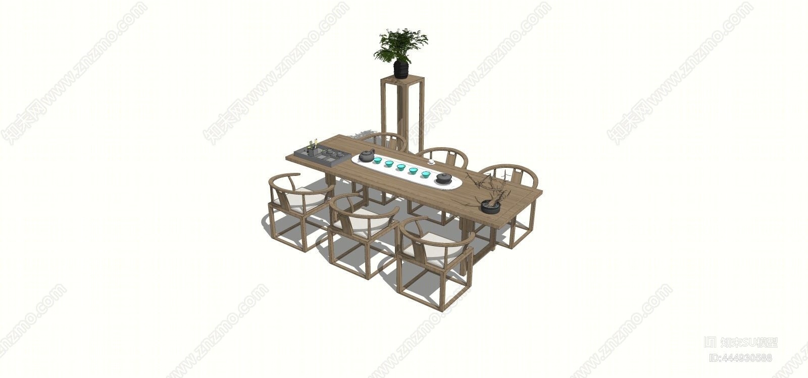 新中式茶室椅子SU模型下载【ID:444930588】