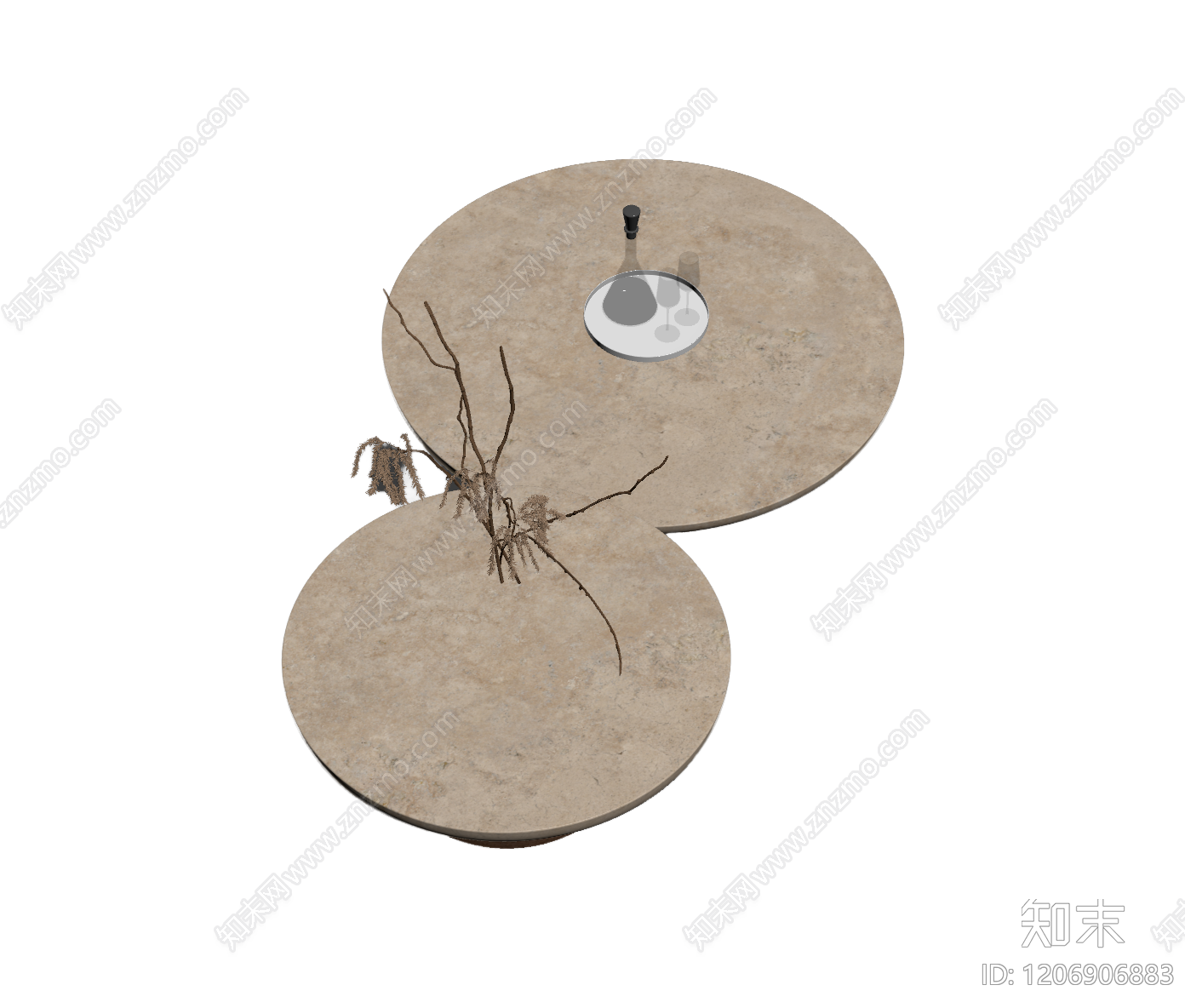 圆形茶几组合3D模型下载【ID:1206906883】