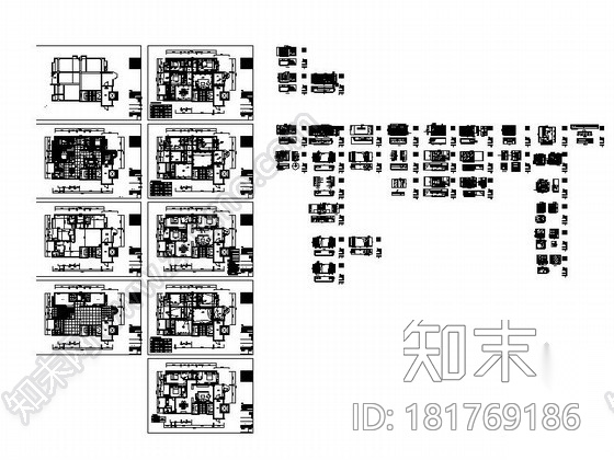 白橡木装饰三室二厅室内装修图施工图下载【ID:181769186】