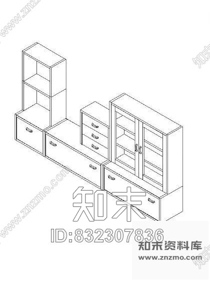 图块/节点书柜CAD三维图块13cad施工图下载【ID:832307836】