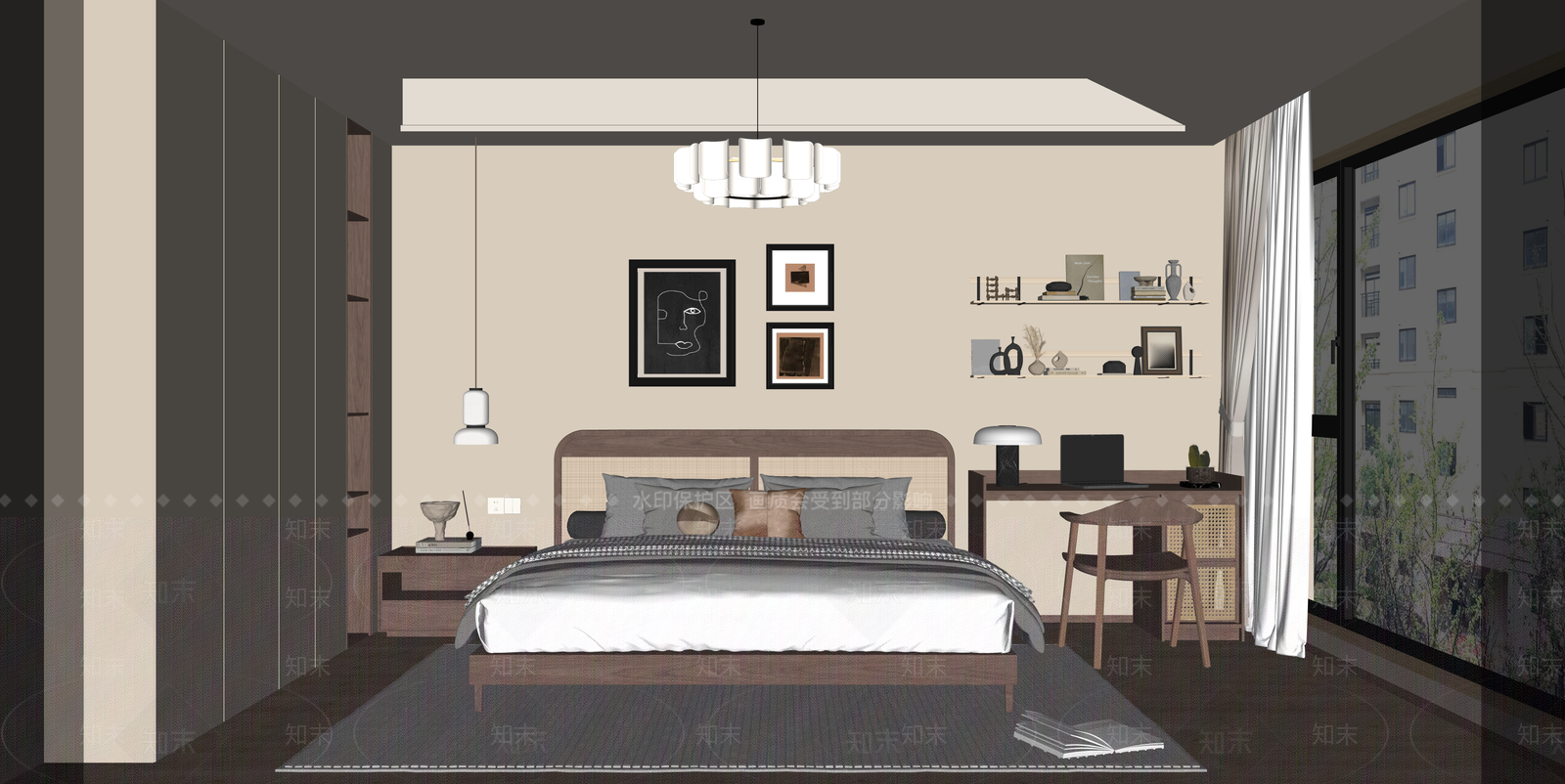 侘寂家居卧室SU模型下载【ID:1215203589】