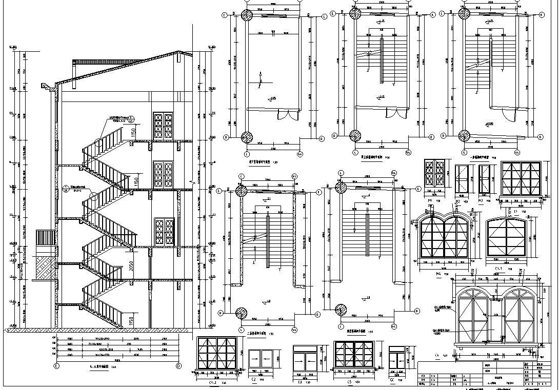 欧式风格别墅建筑方案设计（包含效果图）cad施工图下载【ID:149869100】