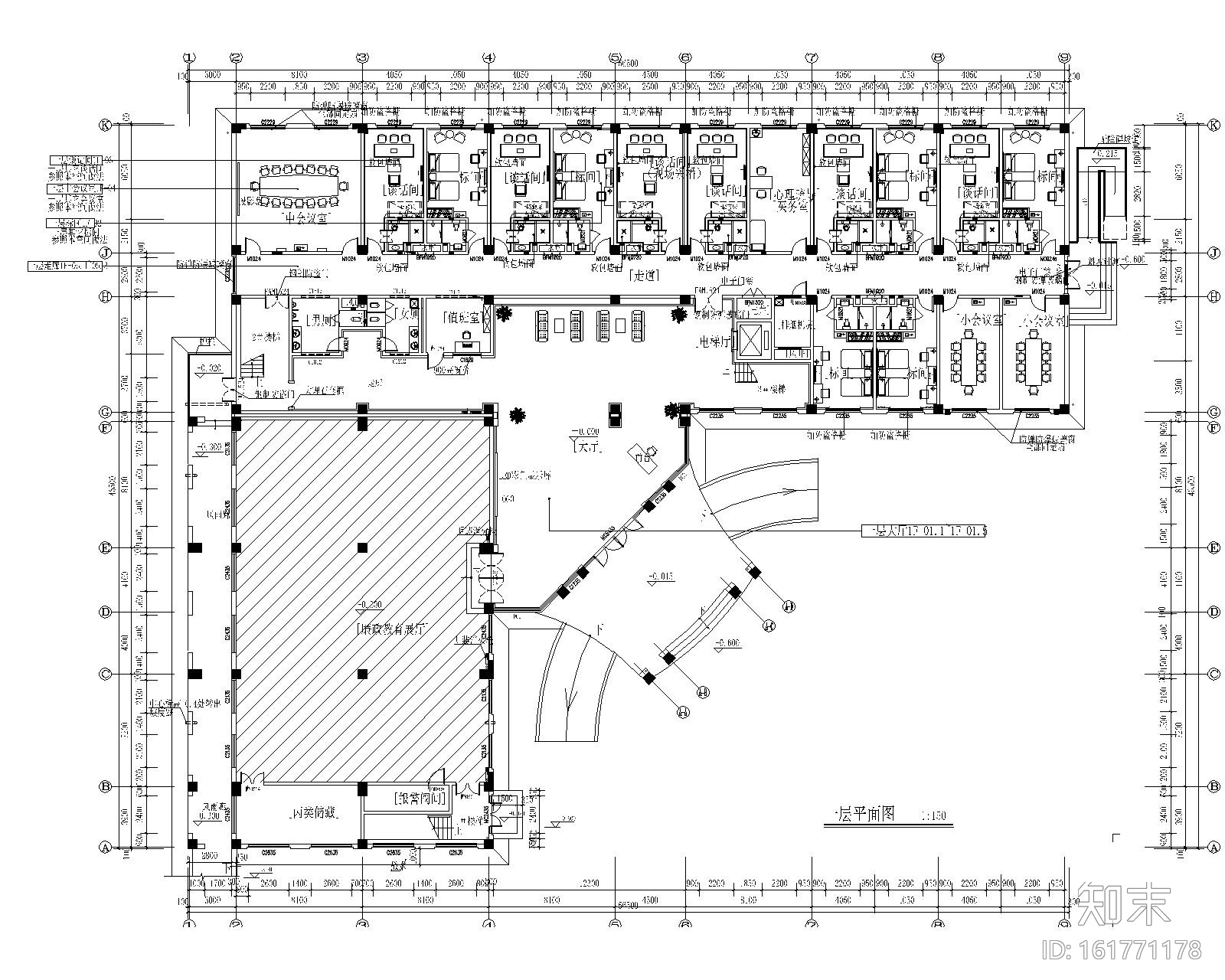 某教育中心办公大楼室内装修施工图cad施工图下载【ID:161771178】