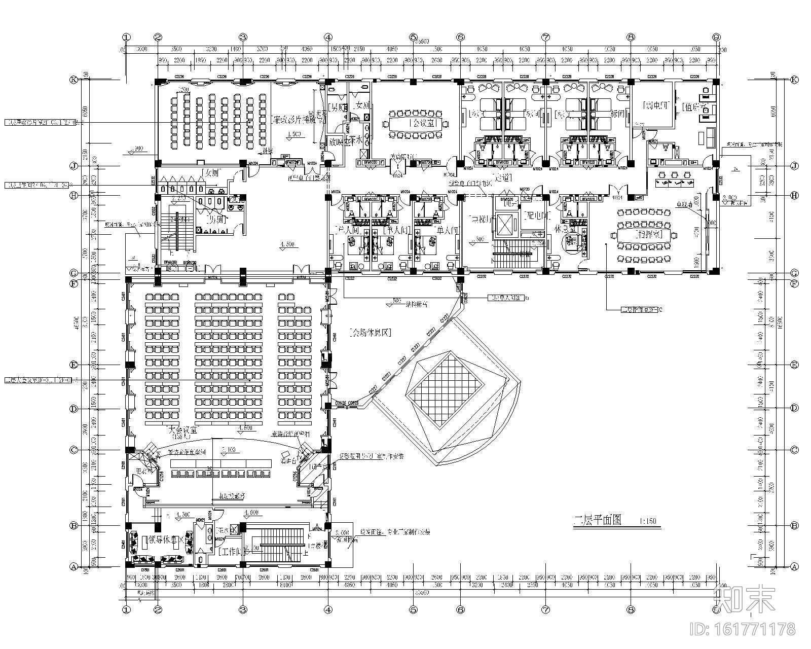 某教育中心办公大楼室内装修施工图cad施工图下载【ID:161771178】