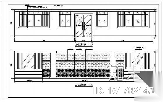 某单位大堂办公室装饰图立面cad施工图下载【ID:161782143】
