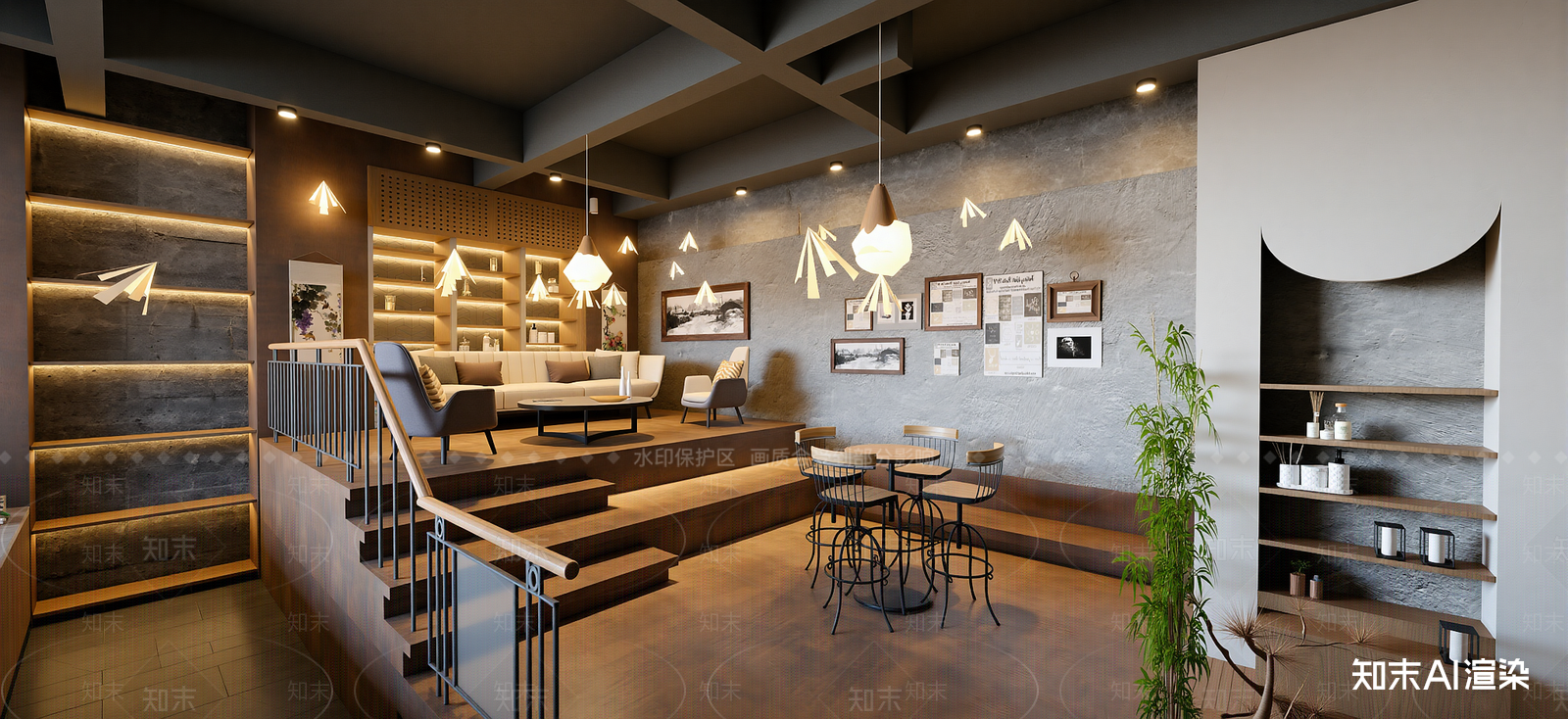 侘寂咖啡厅SU模型下载【ID:1222193415】