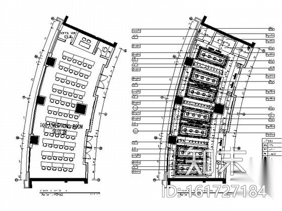 现代百人会议厅室内空间装修图（含效果）cad施工图下载【ID:161727184】