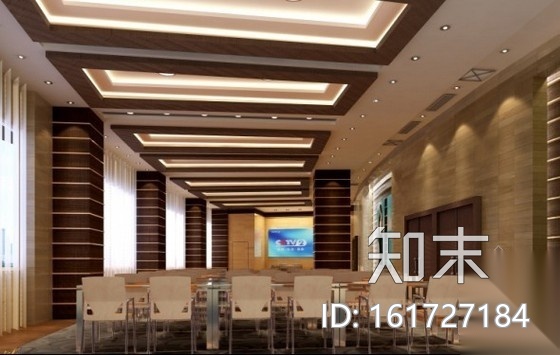 现代百人会议厅室内空间装修图（含效果）cad施工图下载【ID:161727184】