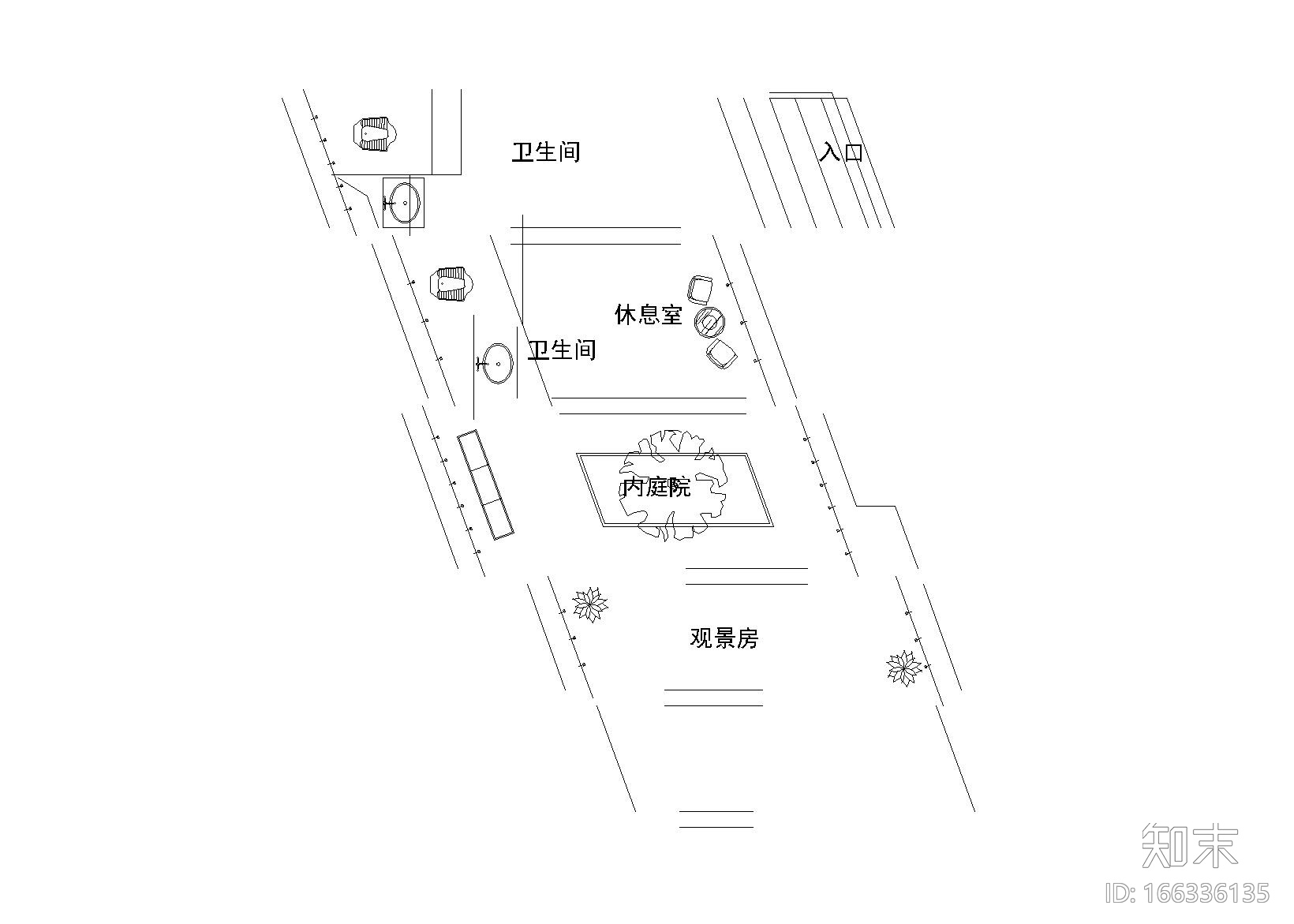 特色建筑小品带厕所功能建筑施工图cad施工图下载【ID:166336135】