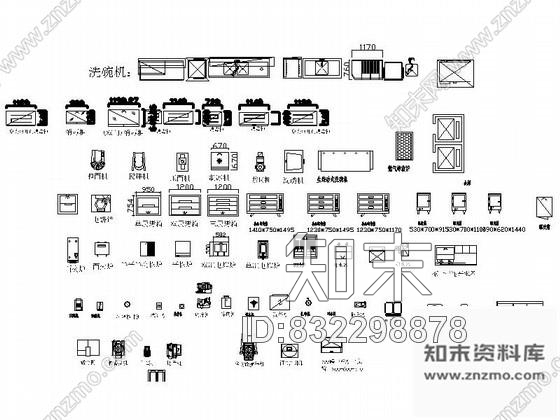 图块/节点全套厨房设备CAD图块下载施工图下载【ID:832298878】