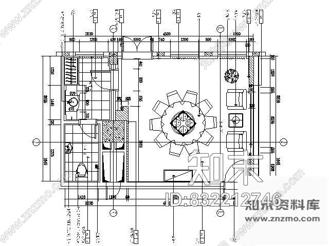 图块/节点餐厅小包间平面图cad施工图下载【ID:832212746】