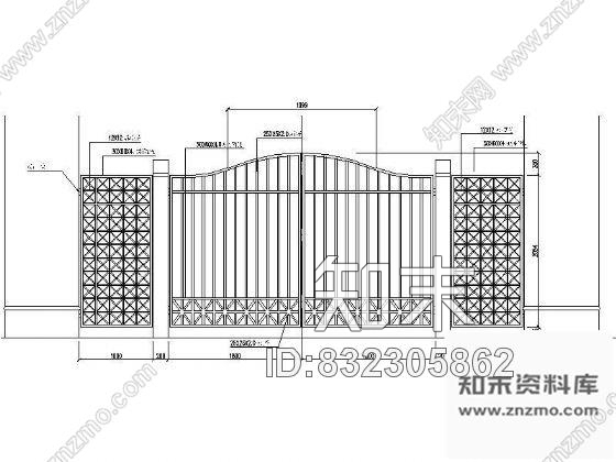 图块/节点铁艺门31cad施工图下载【ID:832305862】