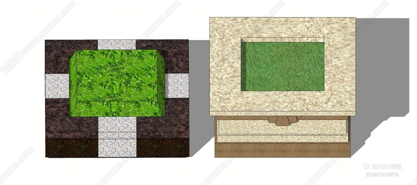 现代方形树池SU模型下载【ID:647515674】