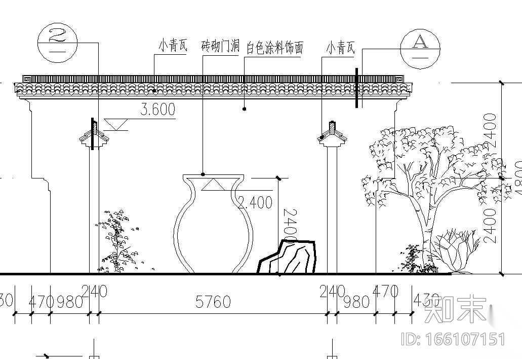 中式古典围墙施工大样施工图下载【ID:166107151】