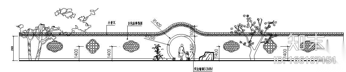 中式古典围墙施工大样施工图下载【ID:166107151】