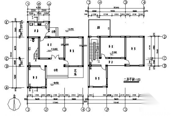 某二层新农村建筑设计方案cad施工图下载【ID:166560122】