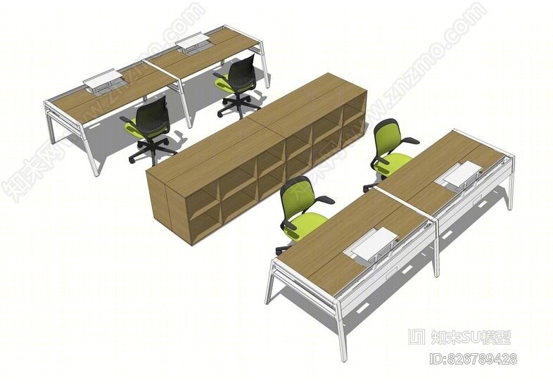电脑桌椅SU模型下载【ID:826789428】