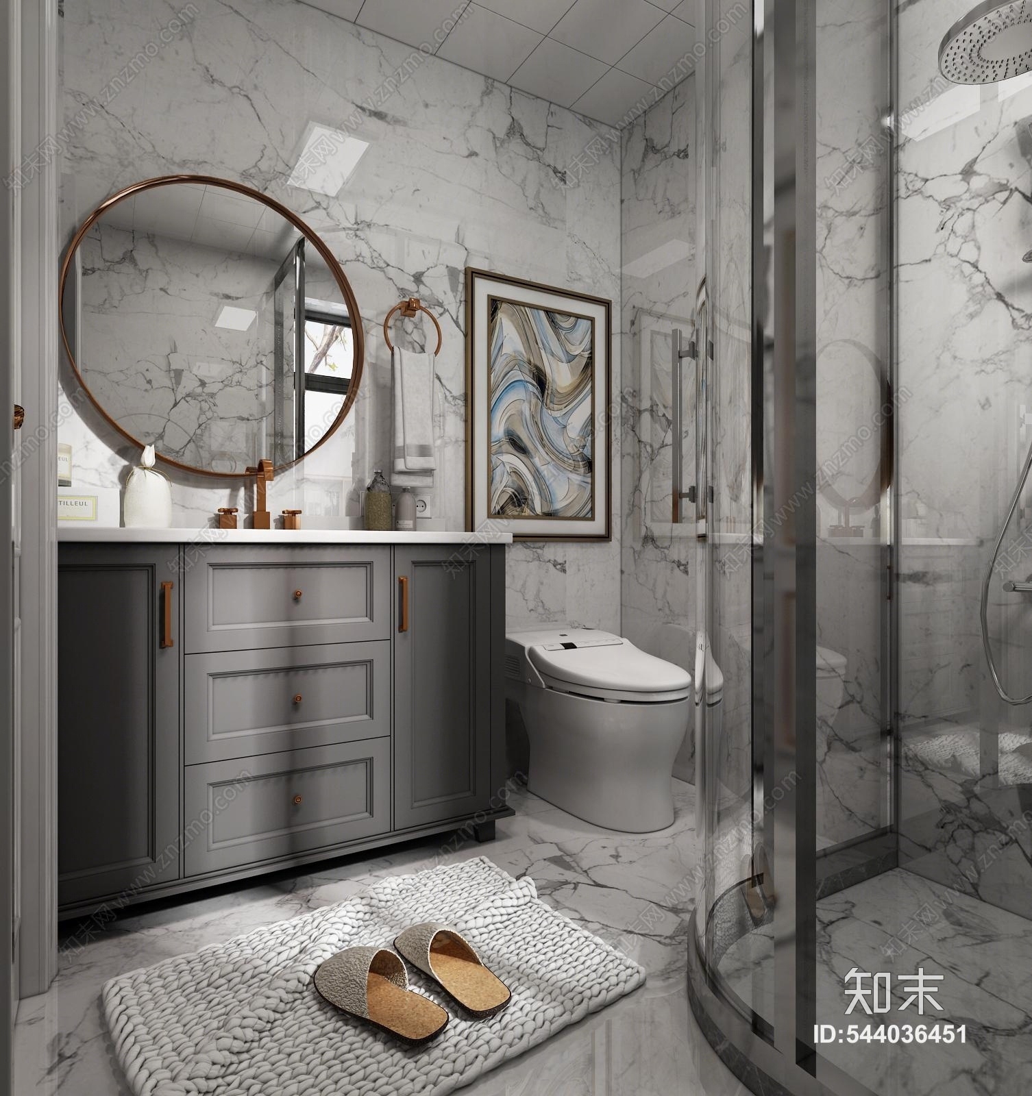 美式卫生间模型3D模型下载【ID:544036451】