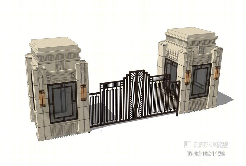 新古典入口大门SU模型下载【ID:921991156】