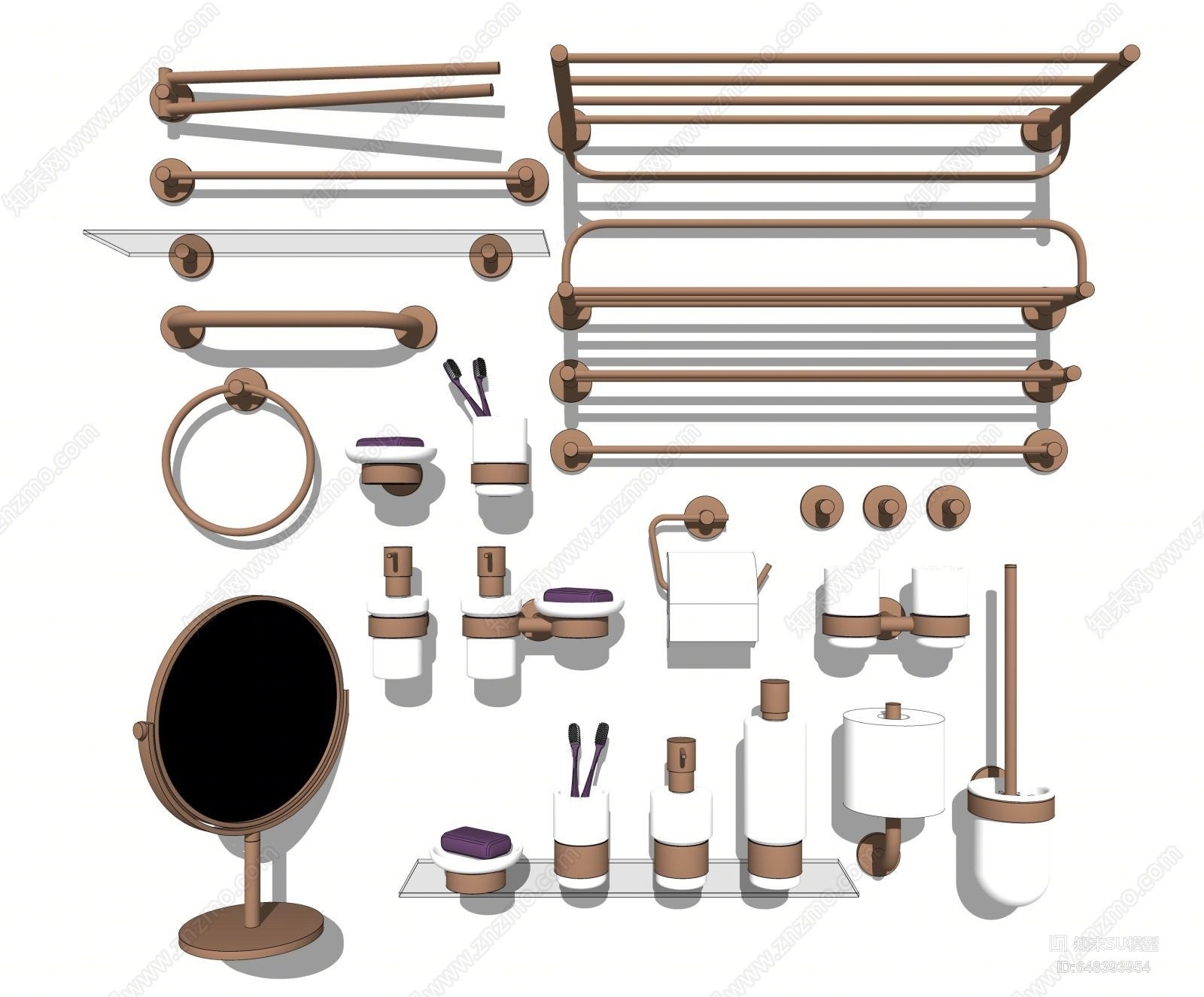 现代风格卫浴小件组合SU模型下载【ID:648393954】