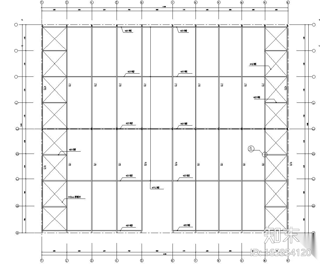 54米双跨门刚汽车销售展厅结构施工图CADcad施工图下载【ID:165954120】