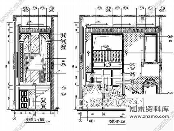 图块/节点售楼处楼梯间立面图施工图下载【ID:832202741】