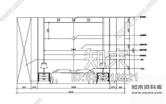 图块/节点床头墙面立面图块46施工图下载【ID:832318821】