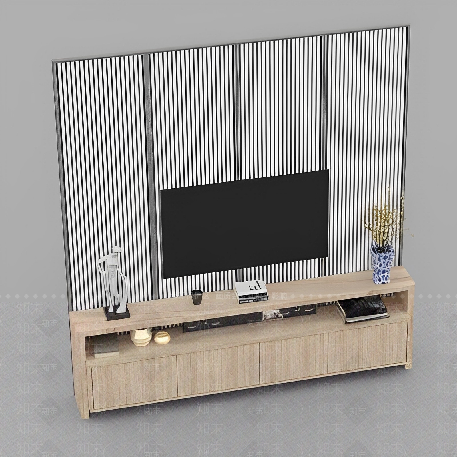 现代电视柜免费3D模型下载【ID:1123243429】