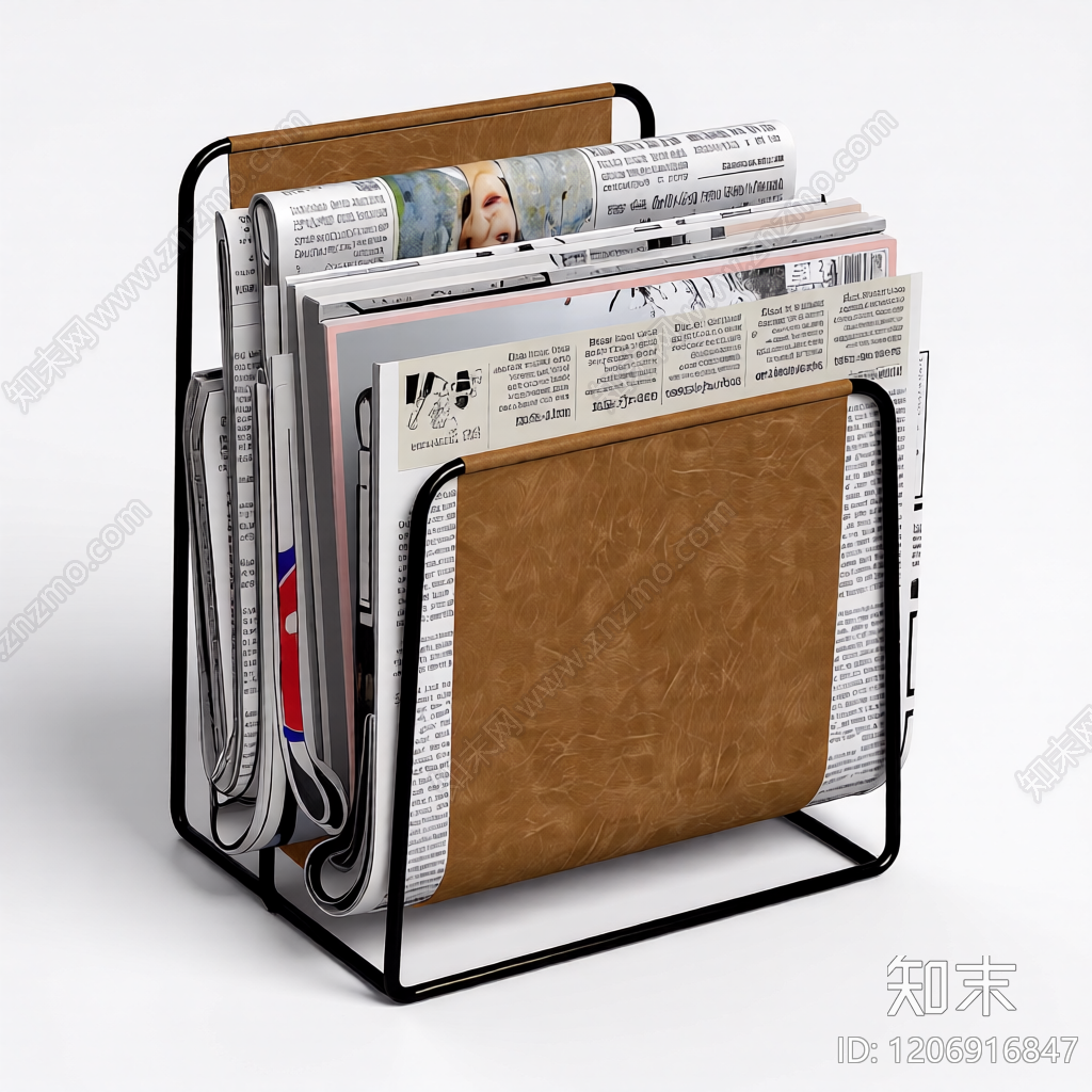 报纸架带皮革背板3D模型下载【ID:1206916847】