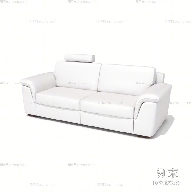 现代白色皮质双人沙发3D模型下载【ID:91026575】