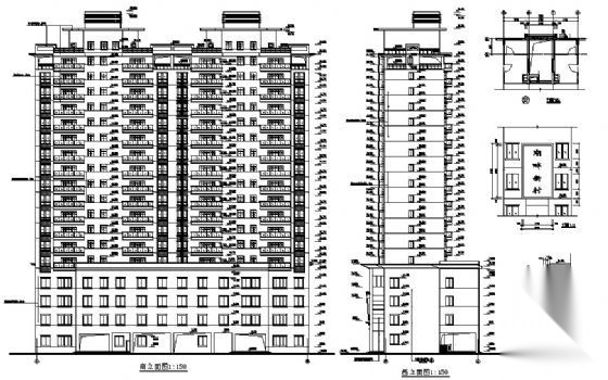 阳光公寓某十九层商住楼建筑方案图cad施工图下载【ID:149851192】