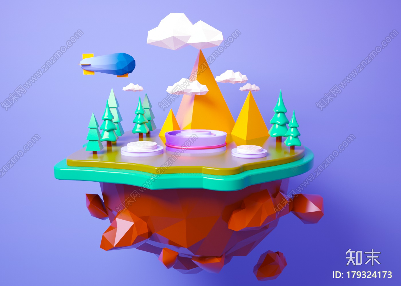 C4D绿色电商场景（OC渲染器）CG模型下载【ID:179324173】