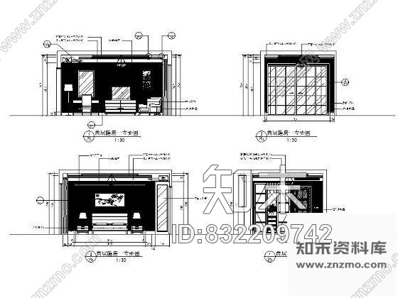 图块/节点欧式新古典卧室Ⅰ立面图cad施工图下载【ID:832209742】