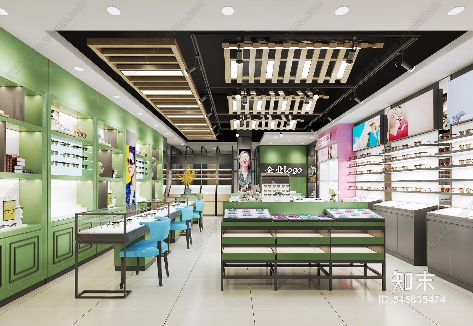现代时尚眼镜专卖店3D模型下载【ID:545835474】