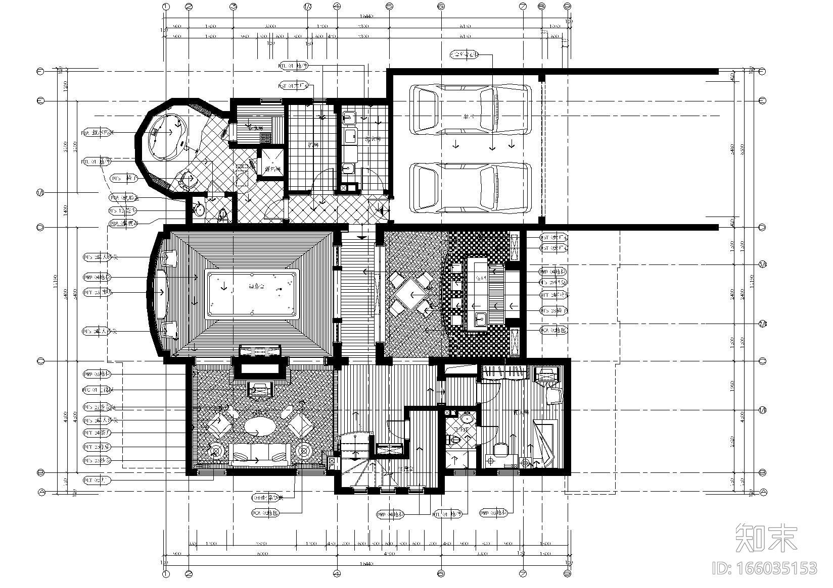 [上海]上海浦东新区东郊花园丨CAD施工图cad施工图下载【ID:166035153】