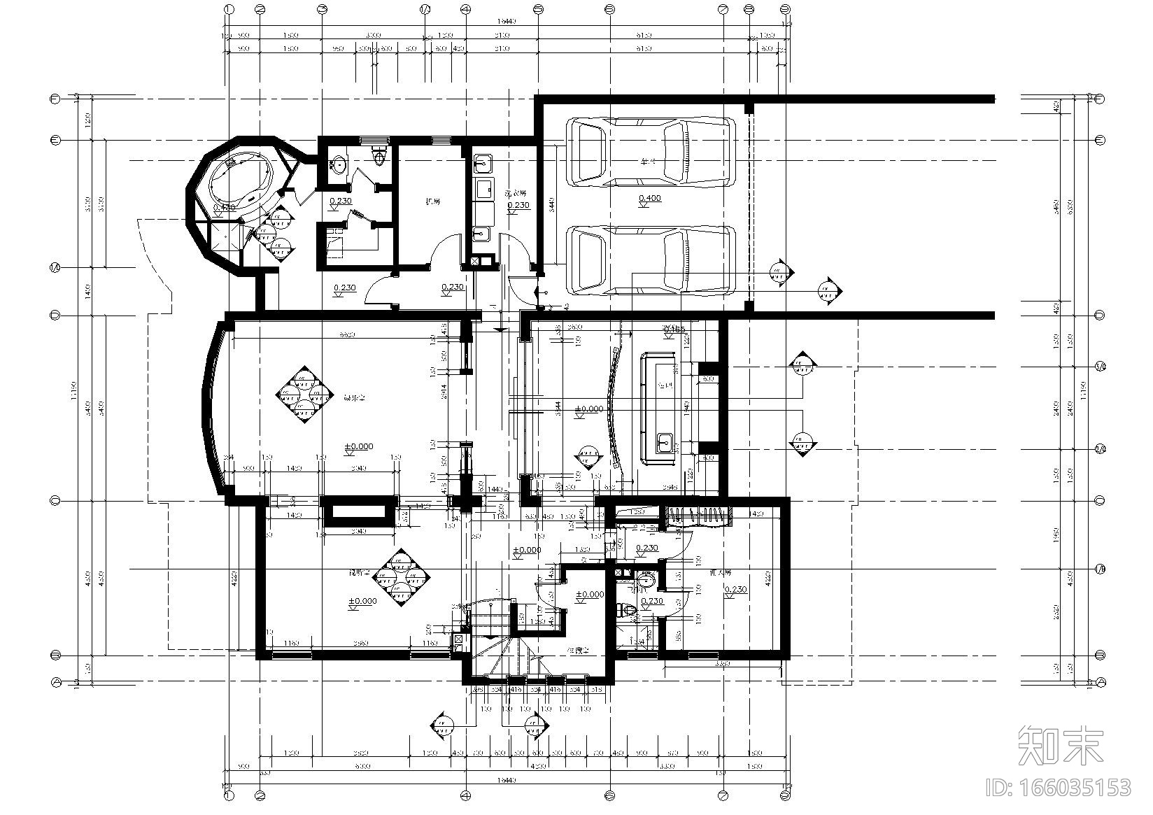 [上海]上海浦东新区东郊花园丨CAD施工图cad施工图下载【ID:166035153】