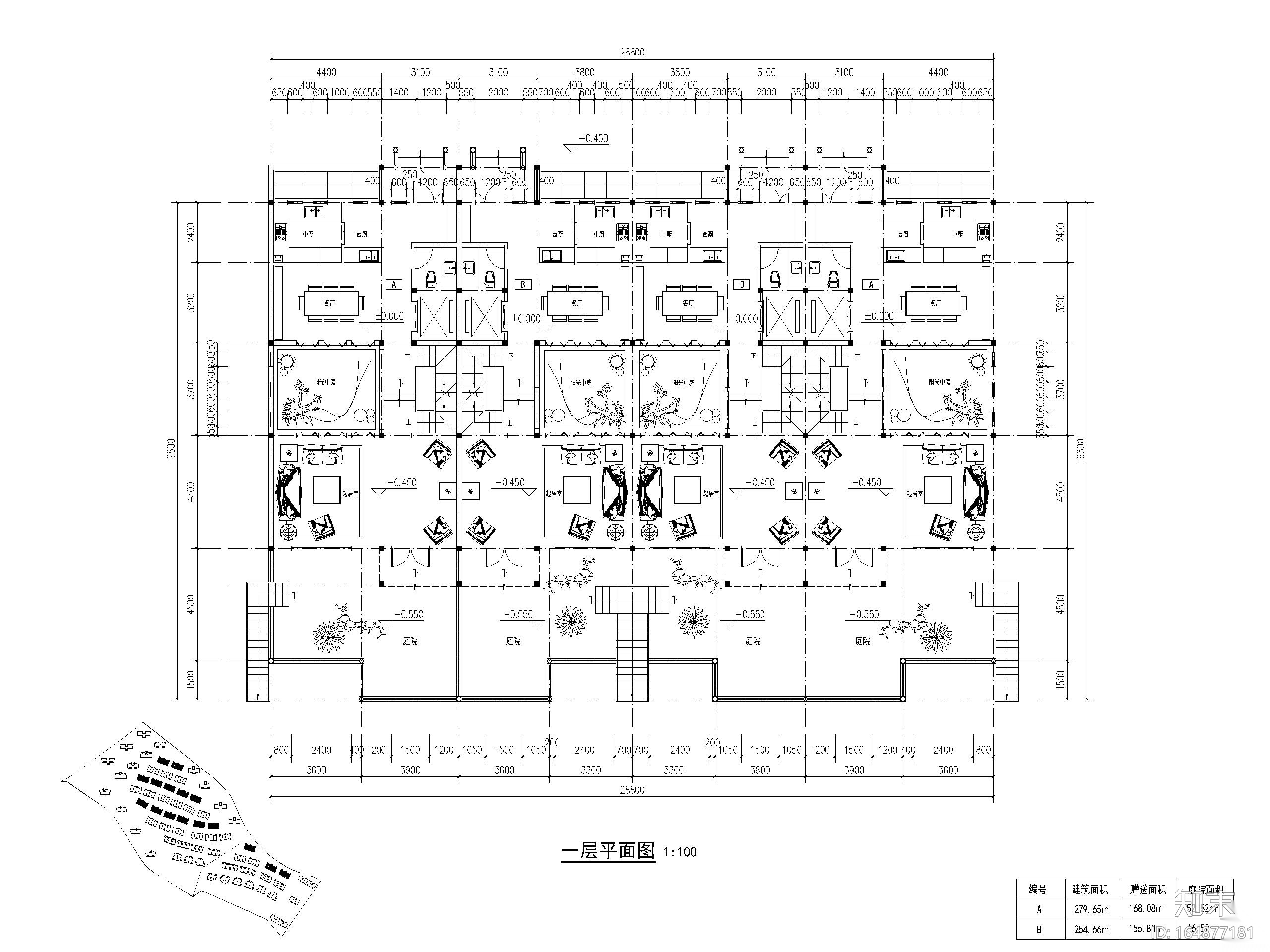 90套联排独栋别墅平面户型设计（CAD）施工图下载【ID:164877181】