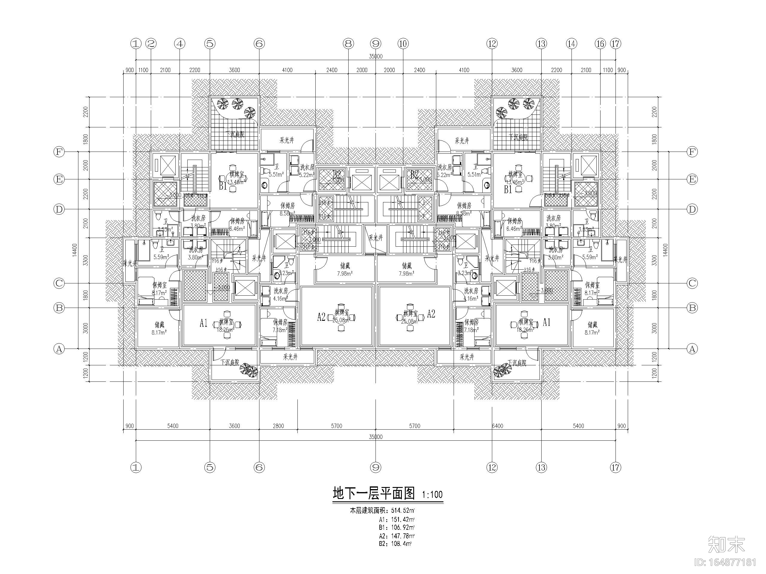 90套联排独栋别墅平面户型设计（CAD）施工图下载【ID:164877181】