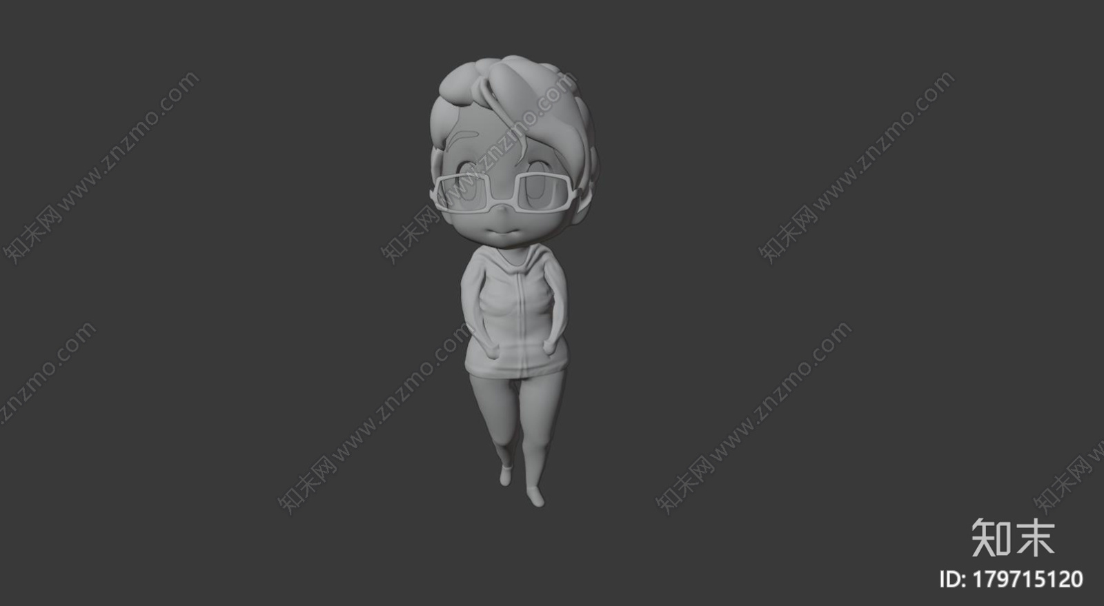 rig卡通眼镜妹CG模型下载【ID:179715120】