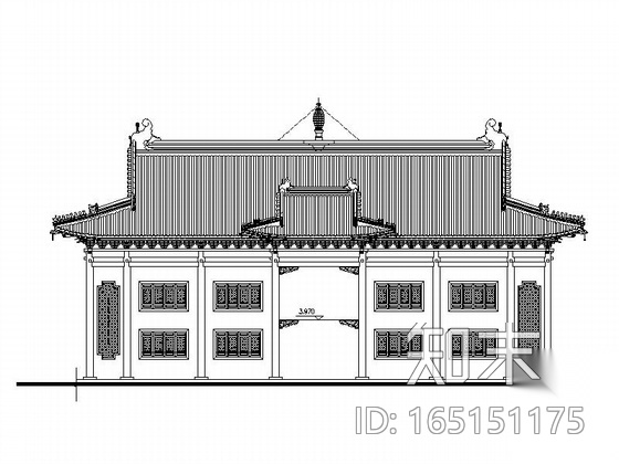 某佛寺天王殿建筑施工图cad施工图下载【ID:165151175】