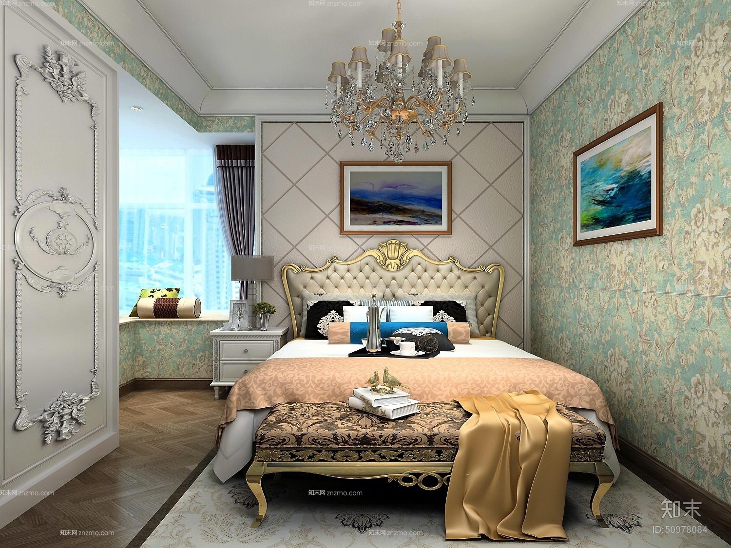 经典欧式铁艺吊灯3D模型下载【ID:50978084】