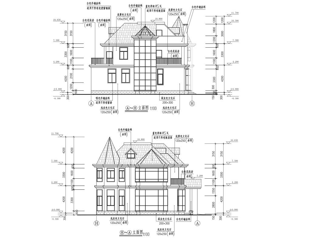 cad图纸标签 结构设计cad图纸 某二层别墅建筑结构方案图带效果图施工