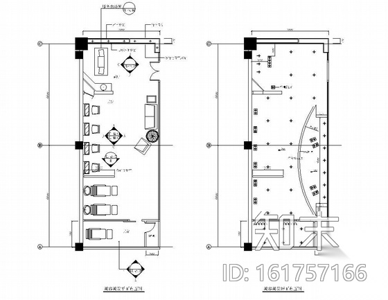 现代美容美发厅装修图cad施工图下载【ID:161757166】